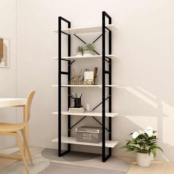 vidaXL Boekenkast met 5 schappen 80x30x175 cm grenenhout wit, Verzenden, Nieuw