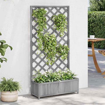 vidaXL Plantenbak met latwerk 90x35x180 cm massief vurenhout, Verzenden, Nieuw