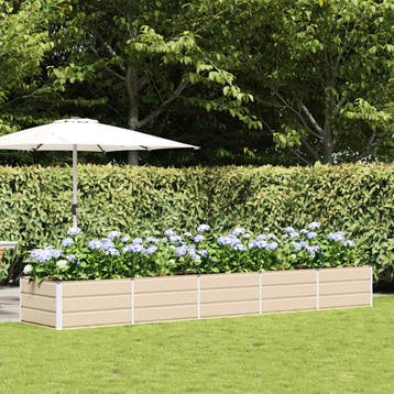 vidaXL Plantenbak Ivoor 400 x 80 x 45 cm Staal, Tuin en Terras, Verzenden, Nieuw