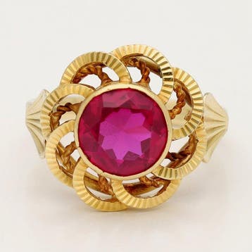 Bague - 18 carats Or jaune Rubis, Nieuw