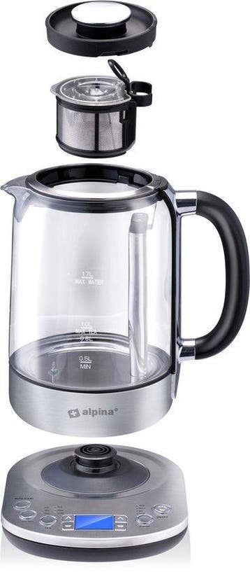 2dekans | Alpina RVS Waterkoker - 1,7 L - 2200W - Zilver -, Ophalen of Verzenden, Nieuw