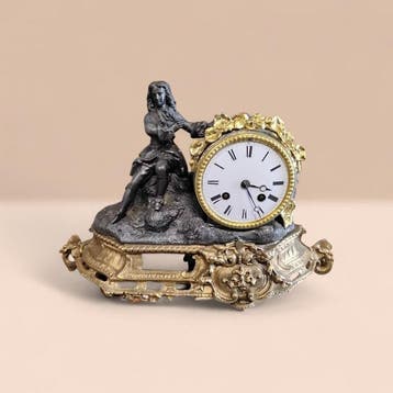 Portico klok - Antiek Brons - 1800-1850 - Bronzen pendule, Antiek en Kunst
