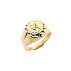 Gouden heren pinkring met harten gravering, Ophalen of Verzenden