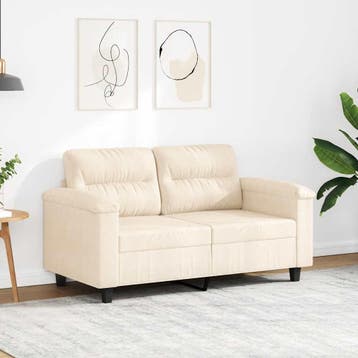 vidaXL Tweezitsbank / zetel 120 cm microvezelstof beige, Verzenden