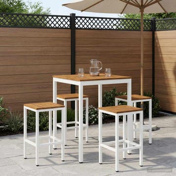 vidaXL Tuin Bar Tafel NAARDEN Natuurlijk en Wit 80 x 80,5 x, Tuin en Terras, Verzenden, Nieuw