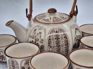 Stoneware – Tee-Service – Asiatisches Steinzeug-Tee-Service, Antiek en Kunst