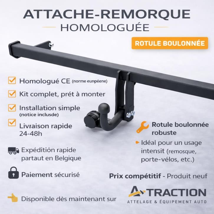 Att­ach­e R­emo­rqu­e NEUF Livraison à domicile Attelage, Auto-onderdelen, Overige Auto-onderdelen