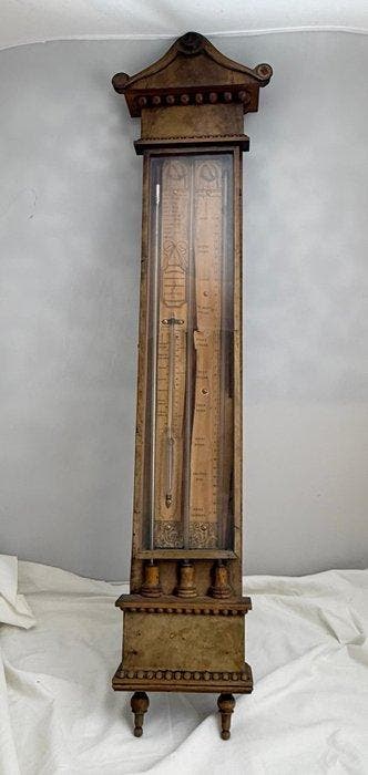 Baromètre - Bois, plaques d’échelle en étain, Antiquités & Art