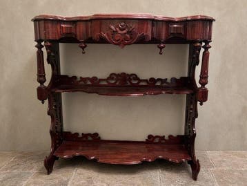 Console - Console étagère en acajou au style néorococo,