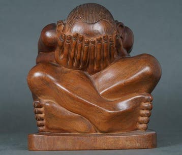 Sitting Figure Covering his Eyes - Hout - Azië (Zonder