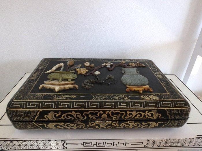 Chinees doos - Hout, Steen - Begin 20e eeuw, Antiek en Kunst, Antiek | Overige Antiek