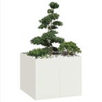 vidaXL Plantenbak 100x100x80 cm staal wit, Tuin en Terras, Bloempotten, Verzenden, Nieuw