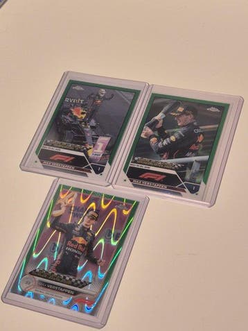 2022 Topps Chrome Max Verstappen Green /99 Carte parallèle,, Nieuw
