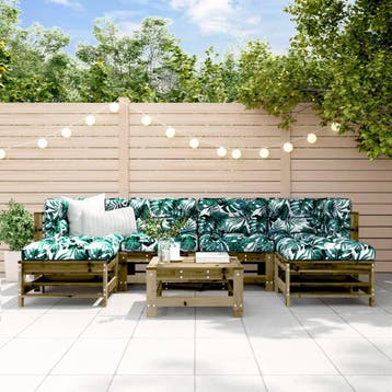 vidaXL 7-delige Loungeset met kussens geïmpregneerd, Verzenden, Loungeset