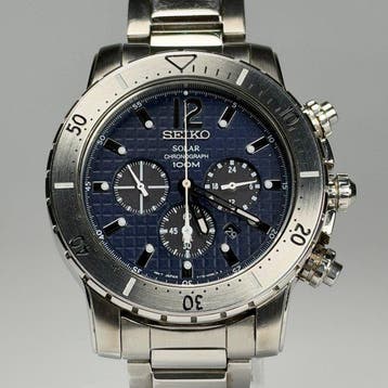 Seiko - Solar Chronograph Blue Dial - SSC221 - Zonder
