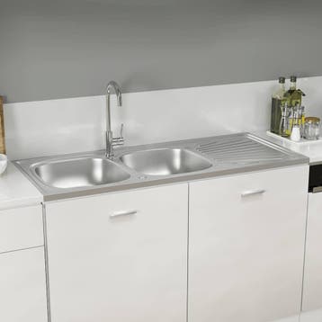 vidaXL Gootsteen dubbele bakken 1200x500x155 mm roestvrij, Huis en Inrichting, Keuken | Keukenelementen, Verzenden, Nieuw