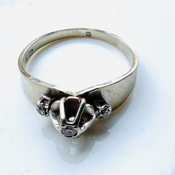 Ring - 18 karaat Witgoud - 0.04ct. tw. Diamant (Natuurlijk), Nieuw