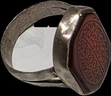 Carneool - Zilver, carneool - Ring met amulet - islamitische