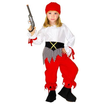 Piraat Kostuum Wit Rood Meisje, Verzenden