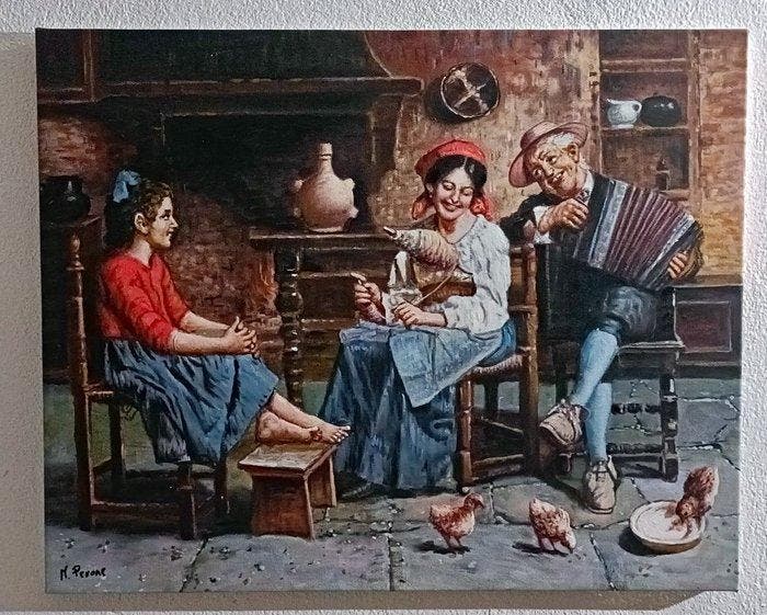 M. Perone (1982), da Eugenio Zampighi - Armonie domestiche, Antiquités & Art, Art | Peinture | Classique