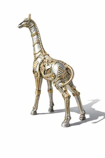 Statue, standing giraffe steampunk - 53 cm - polyrésine