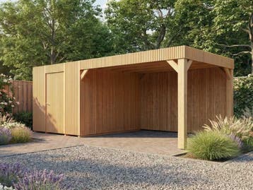 Veiling - Tuinhuis triple-profiel met overkapping 350x600x24, Nieuw