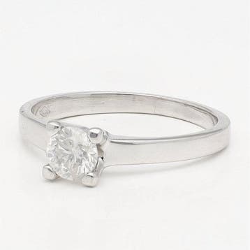 Bague - 18 carats Or blanc Diamant (Naturelle) - Solitair, Handtassen en Accessoires, Ringen, Nieuw