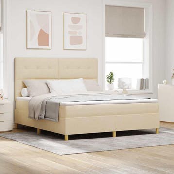 vidaXL LED Box Spring Bed met hoofdeinde Crème 180 x 200 cm, Verzenden, Nieuw