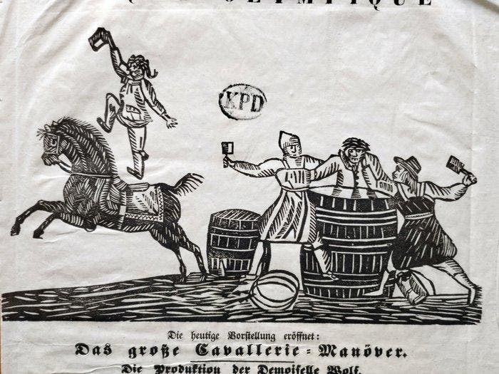 Das große Cavallerie-Manöver. Die Produktion der Demoiselle, Antiek en Kunst, Antiek | Boeken en Manuscripten