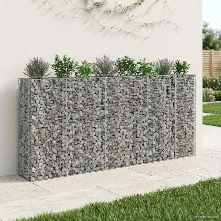 vidaXL Gabion verhoogd bed 4 pcs Zilver 330 x 50 x 150 cm, Tuin en Terras, Tuinhekken en Hekwerk, Nieuw, Verzenden