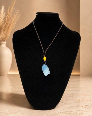 ***SANS RÉSERVE*** Collier-pendentif en cristal d’aquamarine