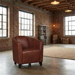 Leren fauteuil Press - Granada Savannah (cognac) - Poten, Huis en Inrichting, Fauteuils, Nieuw, Ophalen of Verzenden, Eigentijds, Klassiek, Retro, Romantisch, Vintage