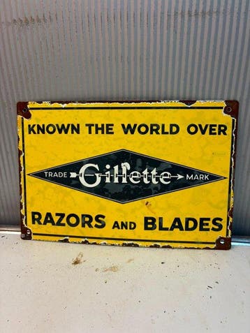Gillette Razors and Blades – Emaille Reclamebord - Emaille