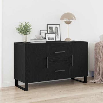 vidaXL Dressoir Zwart Eiken 100 x 36 x 60 cm Bewerkt hout, Verzenden, Nieuw