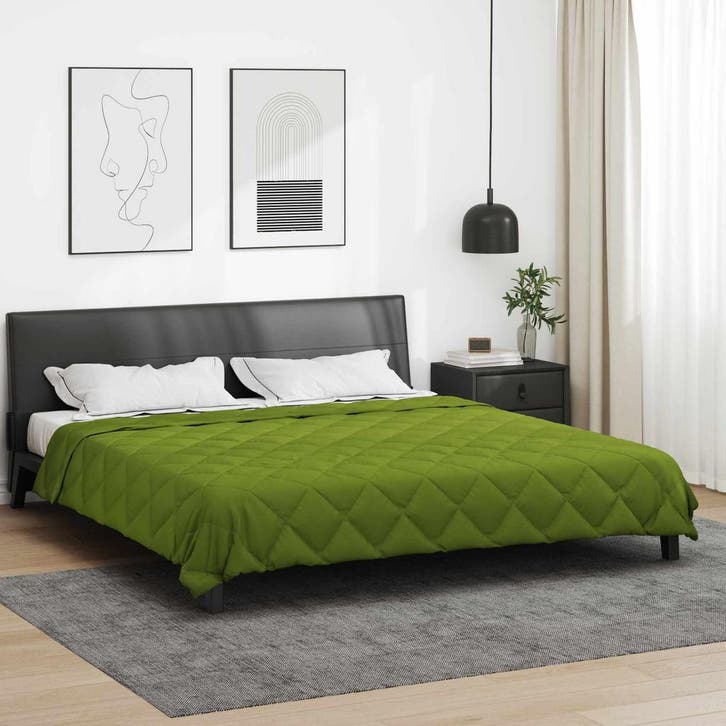 vidaXL Volledig Jaar Dekbed Groen 220 x 240 cm Microvezel, Maison & Meubles, Chambre à coucher | Linge de lit, Envoi