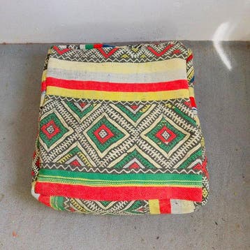 Poef - Accent - Wol - Marokkaanse Kilim poefhoes, Nieuw