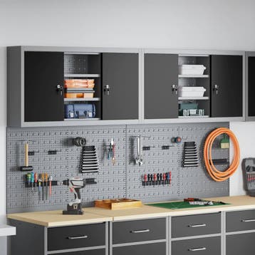 vidaXL Gereedschapskast Set met plank 4 st Zwart, Verzenden, Nieuw