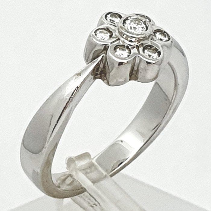 Ring - 18 karaat Witgoud - 0.14ct. tw. Diamant (Natuurlijk), Bijoux, Sacs & Beauté, Bagues