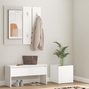 vidaXL Garderobe set bewerkt hout wit, Verzenden