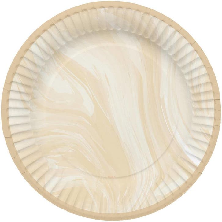 Beige Borden Marmer 23cm 8st, Hobby en Vrije tijd, Feestartikelen, Nieuw, Verzenden