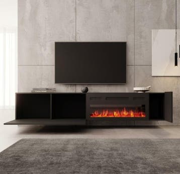TM TV-Meubel met elektrische sfeerhaard Hearth & Home  zwart, Verzenden