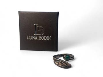 Veiling - Luna Bodin Zilveren Ring met Uniek Groen Steentje!, Nieuw