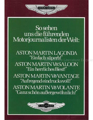 1982 ASTON MARTIN V8 SALOON | VANTAGE | VOLANTE BROCHURE, Nieuw