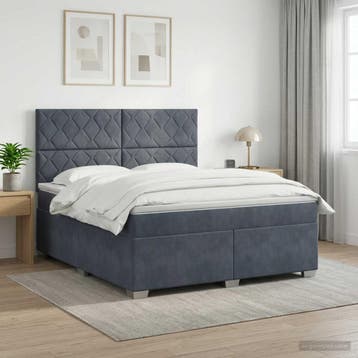 vidaXL Boxspringbed met matras Donkergrijs 180 x 200 cm, Verzenden, Nieuw