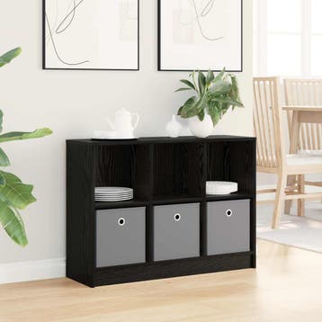 vidaXL Dressoir Zwart Eiken 88,5 x 27,5 x 63,5 cm, Verzenden, Nieuw