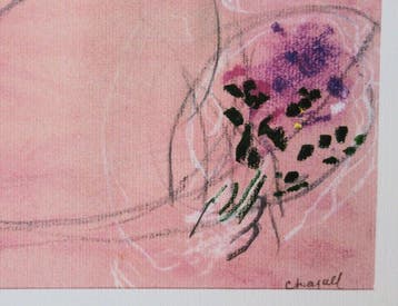 Marc Chagall (1887-1985) - Amoureux au paysage rose