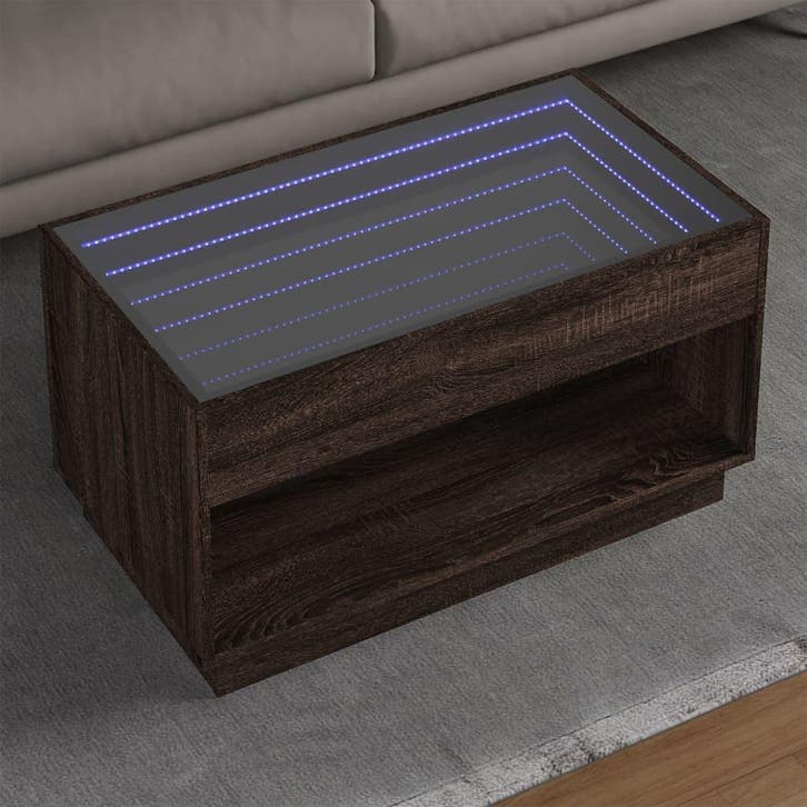 vidaXL Salontafel met Infinity LED 90x50x50 cm bruin, Maison & Meubles, Tables | Tables de salon, Envoi