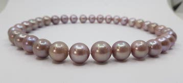 Zonder minimumprijs - Halsketting 12x15mm ronde roze Edison, Nieuw