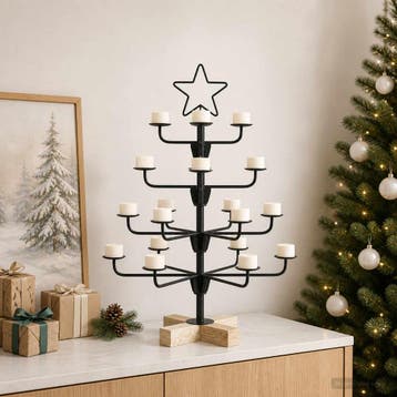 vidaXL Metalen kerstboom met houder KUOPIO 60 cm Staal Zwart, Verzenden, Nieuw
