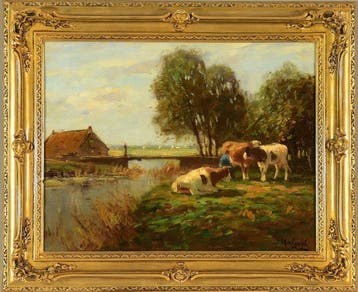 H. van Gessel(XX), - Koeien in de Melkbocht.